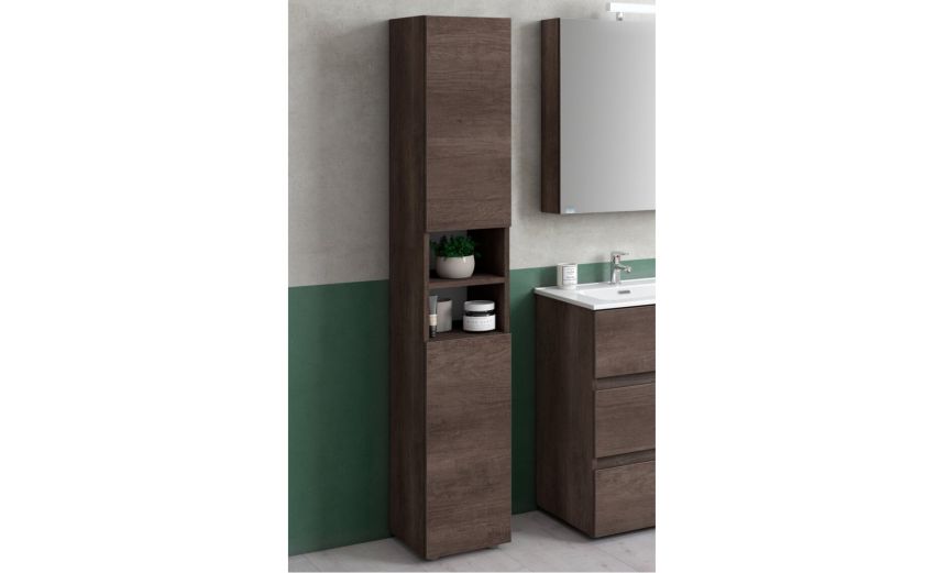 Casual colonna bagno colore rovere scuro-2 ante-Legno scuro-Pannello-178 cmx30 cm