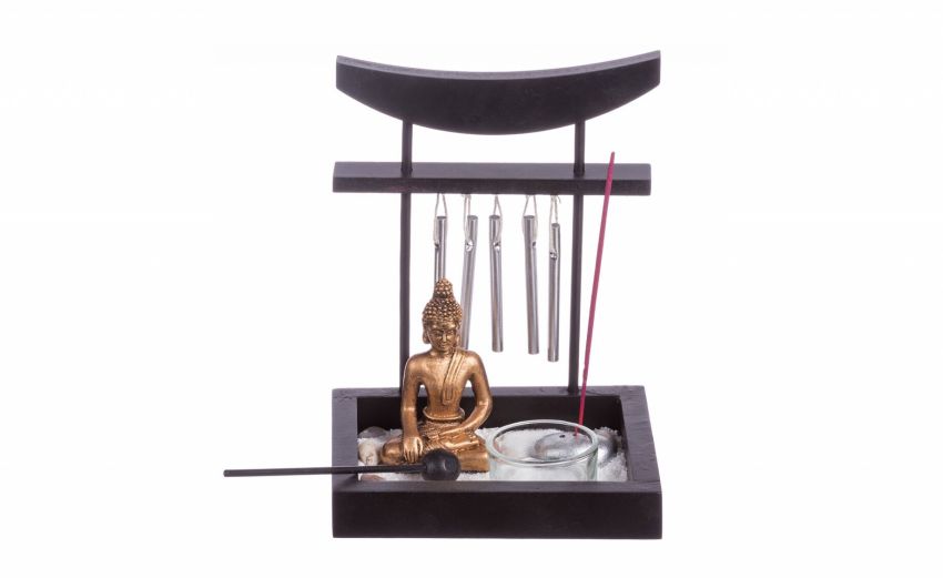Giardino Zen con campane decorativo 12x20 cm- -Multicolore-Metallo-20 cmx12 cm