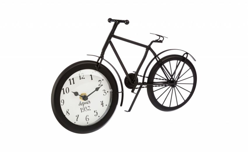 Bike orologio d&#039;appoggio metallo nero 28x18 cm- -Nero-Metallo-18 cmx28