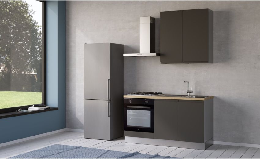 Iris cucina 150 cm colore grigio scuro con forno-2 elettrodomestici