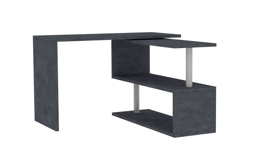 Opera scrivania girevole reversibile colore grigio-Misure L 120(177) x P 50 x H 75 cm-Grigio-Melaminico-75 cmx120 cm