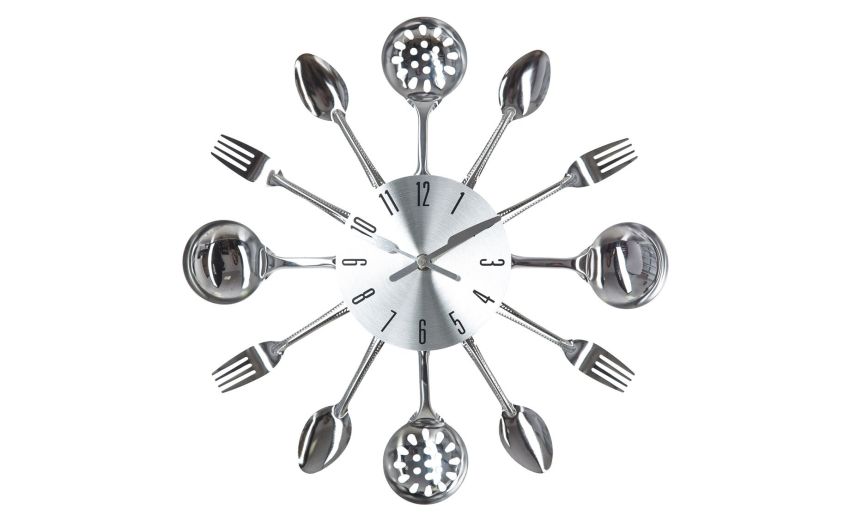 Spoon orologio in metallo cromato Ã˜38 cm- -Argento-Metallo