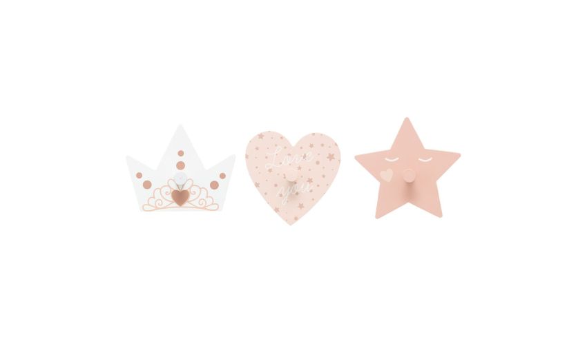 Principessa set 3 appendiabiti per camerette- --Mdf-11 Principessa set 3 appendiabiti per camerette- --Mdf-11