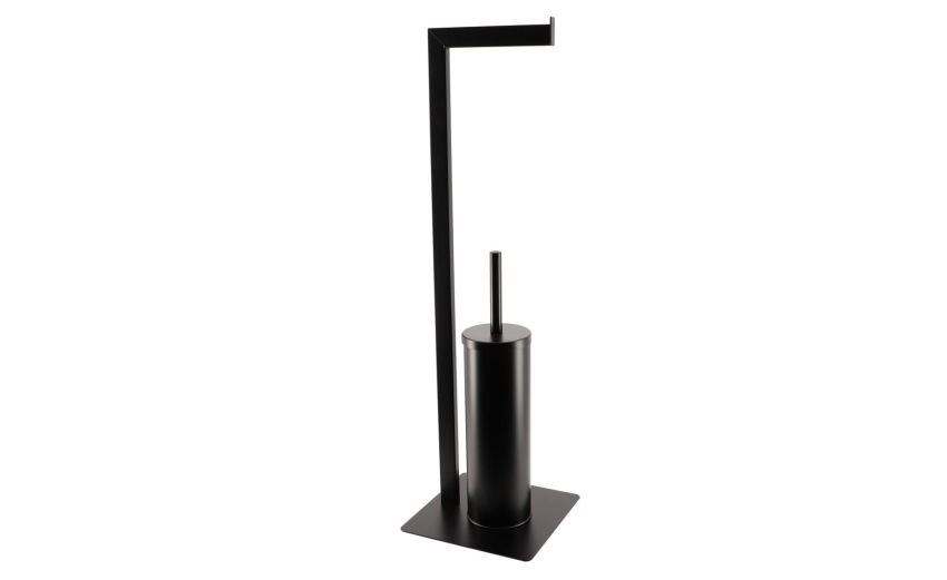 Piantana bagno portasalviette con scopino nera - -Nero-Metallo-68 cmx20 cm Piantana bagno portasalviette con scopino nera - -Nero-Metallo-68 cmx20 cm