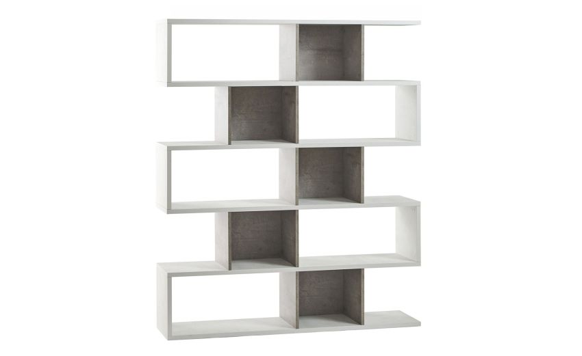 Book libreria a parete ossido bianco/cemento h180 cm--Bianco-Pannello melaminico-180 cmx150 cm