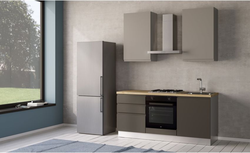 Iris cucina 180 cm colore grigio scuro e grigio chiaro -2 elettrodomestici--Melaminico Iris cucina 180 cm colore grigio scuro e grigio chiaro -2 elettrodomestici--Melaminico