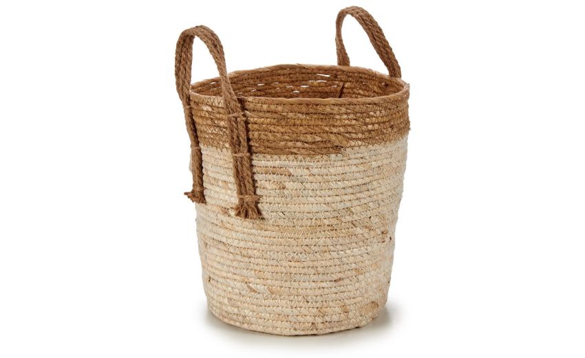 Cesto rotondo con manici naturale Ø23 cm--Beige-Fibra naturale Cesto rotondo con manici naturale Ø23 cm--Beige-Fibra naturale