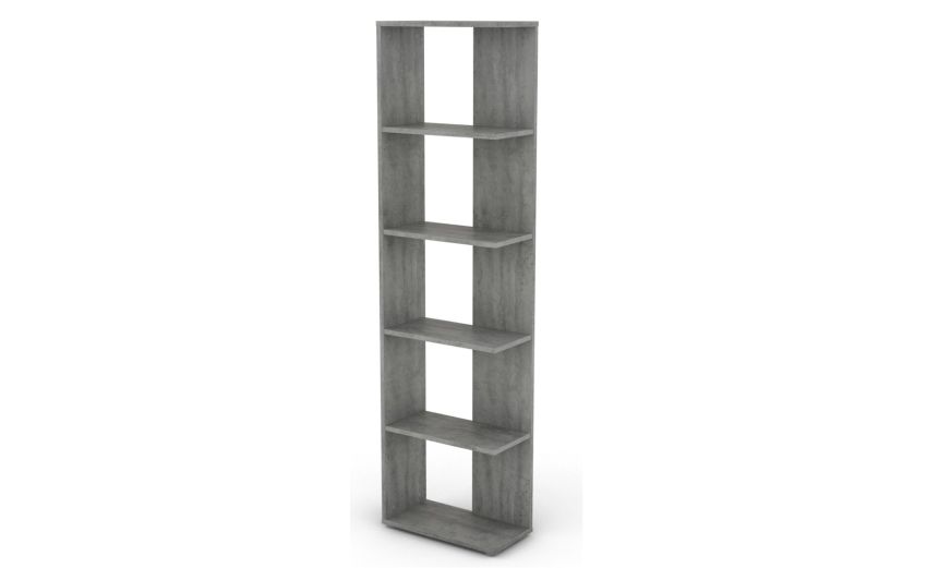 Cindy libreria in pannello cemento-5 ripiani-Cemento-Pannello-185 cmx50 cm