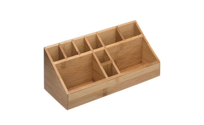 Organizer in legno di bamboo 10 spazi 23x9 cm- -Legno naturale-Bamboo-9 cmx23 cm