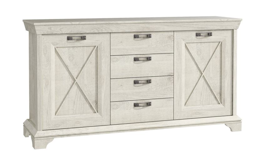Nizza madia in laminato bianco 2 ante 4 cassetti--Legno bianco-Laminato-96 Nizza madia in laminato bianco 2 ante 4 cassetti--Legno bianco-Laminato-96