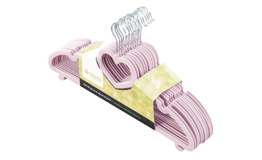 Set 12 grucce capispalla a cuore in velluto 45 cm- --Velluto-24 cmx45 cm