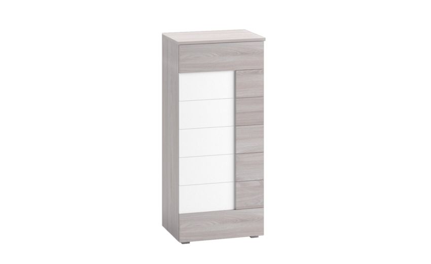 Ilenia settimino 7 cassetti olmo e bianco-In pannello ecologico certificato-Legno naturale-Pannello ecologico-128 cmx55