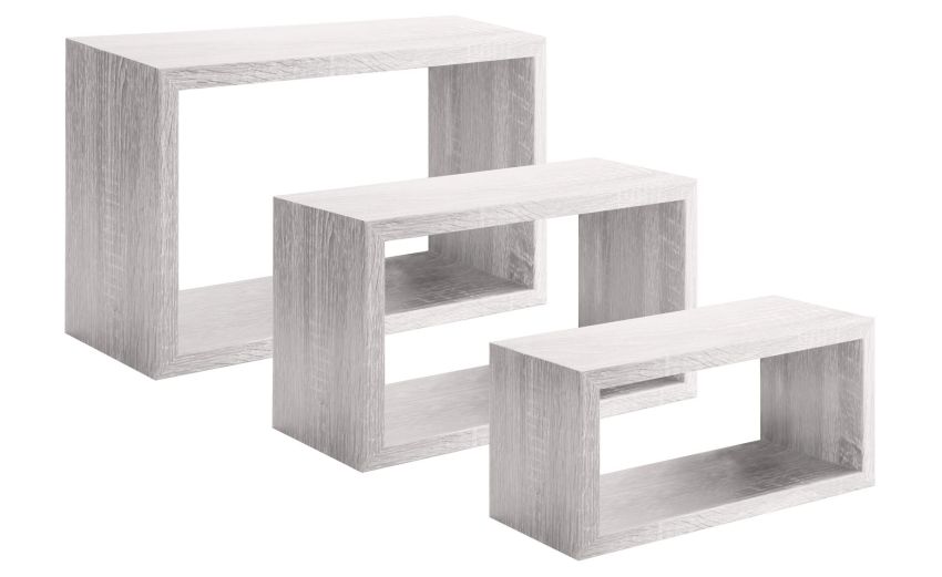 Trittico set 3 mensole rettangolari legno bianco- -Legno bianco-Mdf Trittico set 3 mensole rettangolari legno bianco- -Legno bianco-Mdf