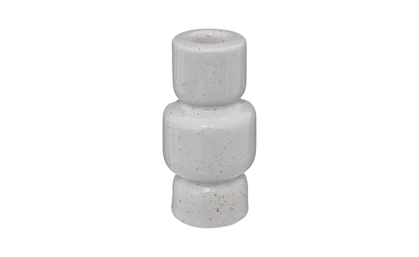 Anya portacandele in gres bianco H12 cm- -Bianco-Gres Anya portacandele in gres bianco H12 cm- -Bianco-Gres
