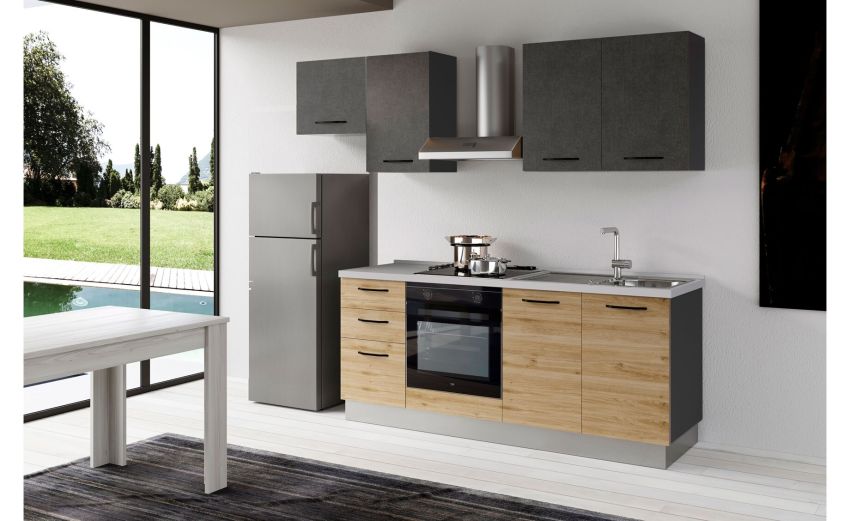 Gilda 2.0 cucina 255 cm colore rovere cadiz e portland -3 elettrodomestici Gilda 2.0 cucina 255 cm colore rovere cadiz e portland -3 elettrodomestici