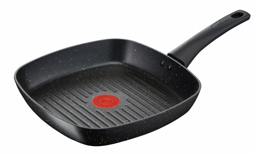 Grill antiaderente in alluminio nero 26x26 cm- -Nero-Alluminio-26 cmx26 cm