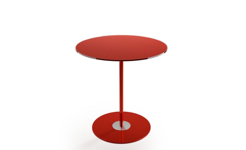 Glass tavolino Dallia rotondo rosso h44 cm--Rosso-Vetro