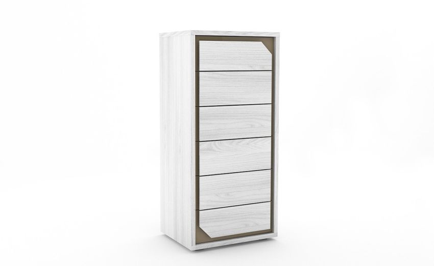 Krizia settimino 6 cassetti olmo bianco-In pannello-Legno scuro-Pannello-121 cmx57 cm Krizia settimino 6 cassetti olmo bianco-In pannello-Legno scuro-Pannello-121 cmx57 cm