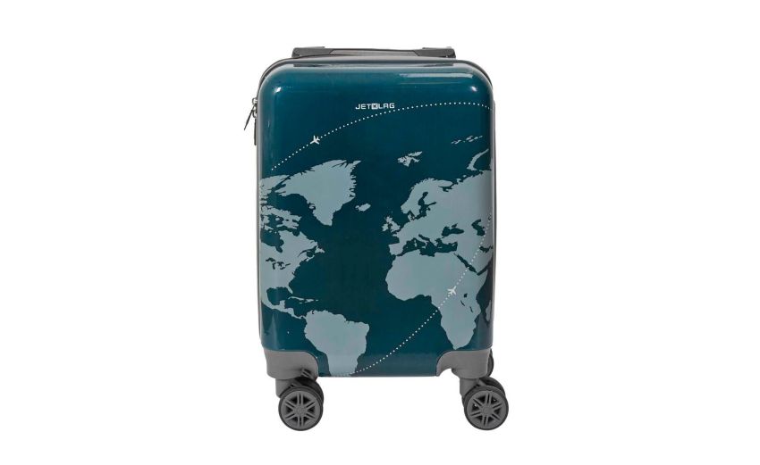 Trolley cabin size blu con disegni 21x45x30 cm--Blu-Plastica-21 cmx45 cm