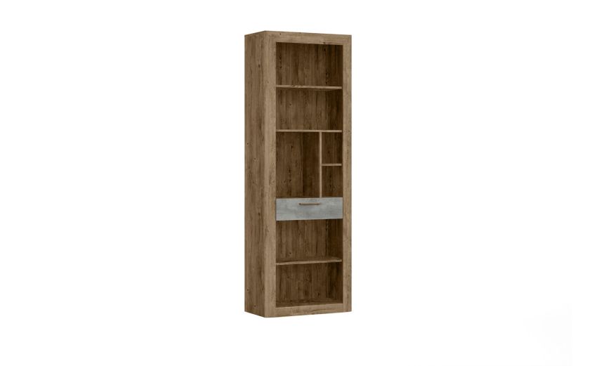 Tolosa libreria con 1 cassetto ribec cognac e beton oxid--Legno naturale-Melaminico-206 cmx71 cm Tolosa libreria con 1 cassetto ribec cognac e beton oxid--Legno naturale-Melaminico-206 cmx71 cm