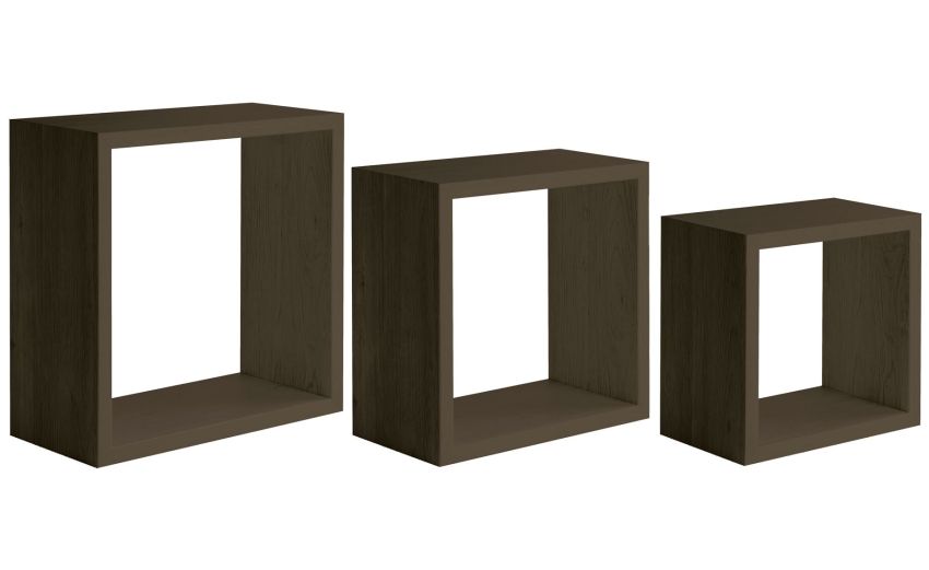 Square set 3 mensole in mdf legno scuro - -Legno naturale-Mdf Square set 3 mensole in mdf legno scuro - -Legno naturale-Mdf