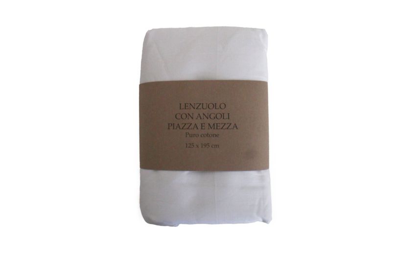 Lenzuolo con angoli in cotone piazza e mezza bianco---100% Cotone-Piazza e mezza Lenzuolo con angoli in cotone piazza e mezza bianco---100% Cotone-Piazza e mezza