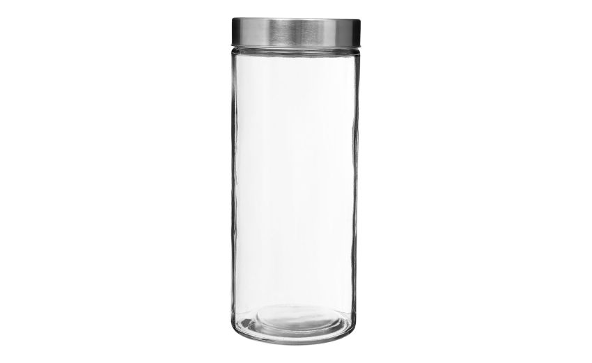 Barattolo 2L in vetro con tappo in acciaio inox- -Trasparente-Vetro Barattolo 2L in vetro con tappo in acciaio inox- -Trasparente-Vetro