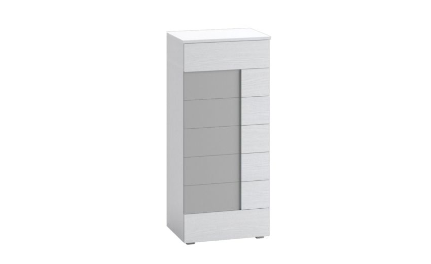 Ilenia settimino 7 cassetti legno bianco e grigio-In pannello ecologico certificato-Legno bianco-Pannello ecologico-128 cmx55