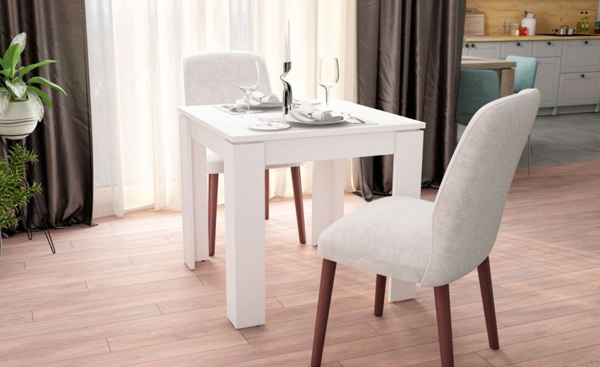 Texas tavolo quadrato bianco-Con piano in pannello melaminico-Bianco-Melaminico-75 cmx80 cm Texas tavolo quadrato bianco-Con piano in pannello melaminico-Bianco-Melaminico-75 cmx80 cm