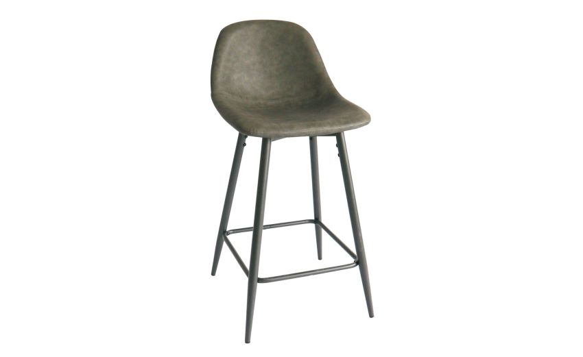 Ark 2 sgabello in similpelle grigio-Effetto vintage-Grigio-Similpelle-90 cmx43 cm