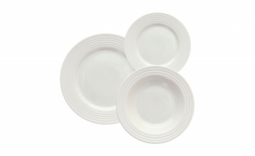 Rings servizio piatti 18 pezzi bianco  - -Bianco-Porcellana