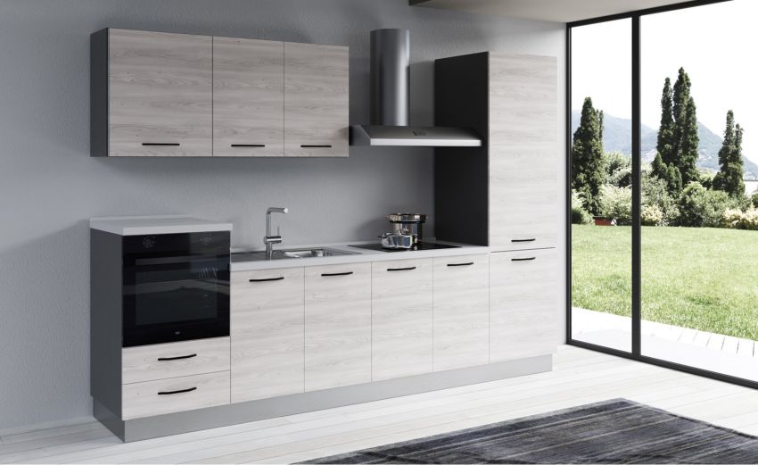Gilda 2.0 cucina 300 cm colore frassino ghiaccio -3 elettrodomestici Gilda 2.0 cucina 300 cm colore frassino ghiaccio -3 elettrodomestici