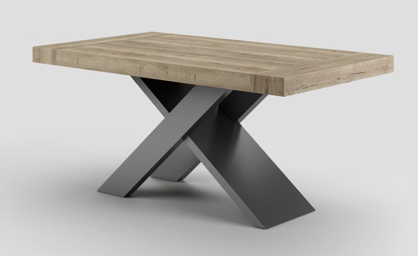 Twin tavolo rovere rustico L140/220 cm-Tavolo allungabile-Legno-Nobilitato-76 cmx140 cm