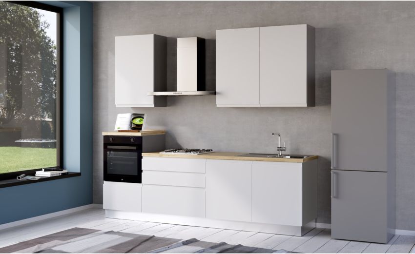 Iris cucina 270 cm colore bianco opaco-2 elettrodomestici--Melaminico