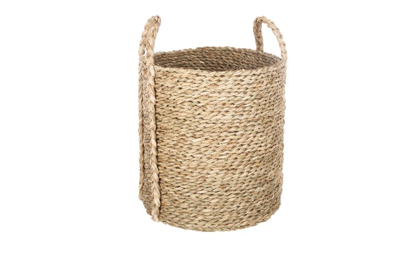 Round cesta tonda in vimini con manici Ø30x30cm - -Beige-Fibra naturale Round cesta tonda in vimini con manici Ø30x30cm - -Beige-Fibra naturale