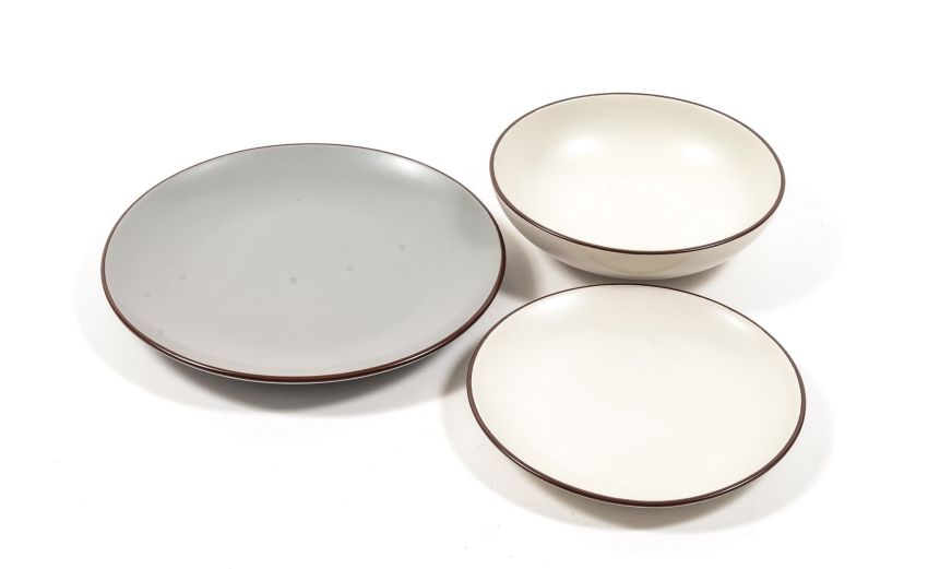 Servizio piatti boston 18 pezzi crema-In scatola regalo-Beige-Ceramica
