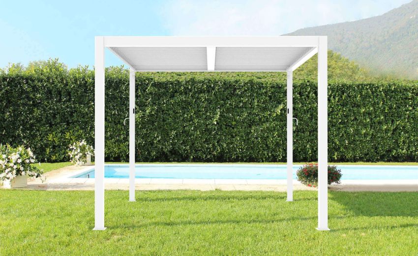 Pergola bioclimatica bianca 300x300 cm--Bianco-Alluminio-250 cmx300 cm Pergola bioclimatica bianca 300x300 cm--Bianco-Alluminio-250 cmx300 cm