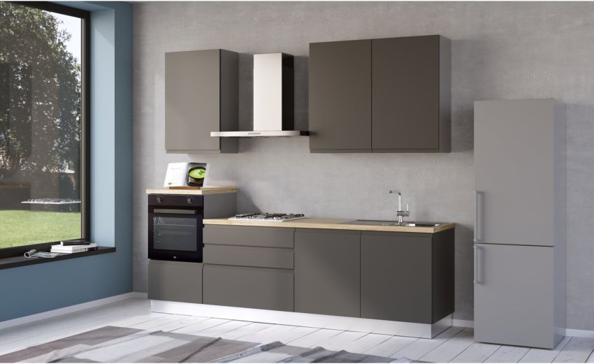 Iris cucina 270 cm colore grigio scuro-2 elettrodomestici--Melaminico Iris cucina 270 cm colore grigio scuro-2 elettrodomestici--Melaminico