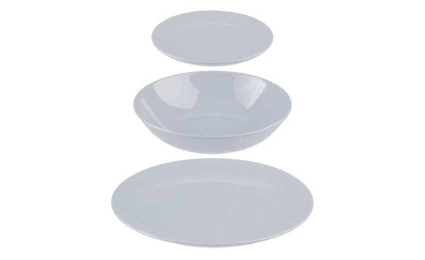 Solid servizio piatti 18 pezzi in gres grigio--Grigio-Gres