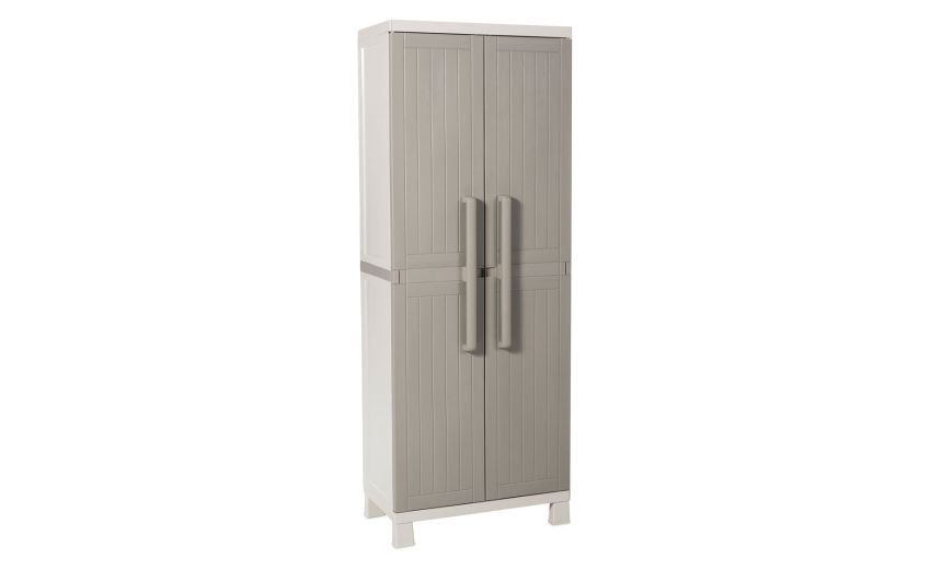 Wood armadio 2 ante e 4 ripiani h173 cm--Grigio-Polipropilene-173 cmx65 cm