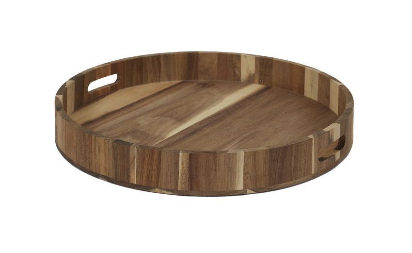 Vassoio in legno di acacia tondo Ø40 cm--Legno naturale-Legno
