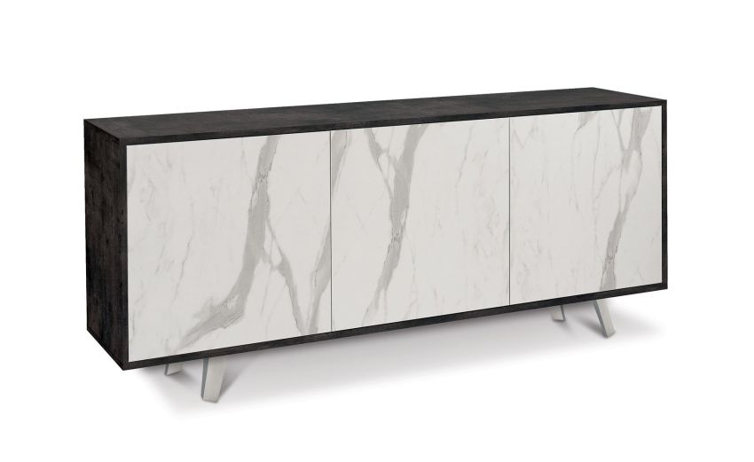 Divina madia 3 ante ossido nero/marmo calacatta--Nero-Pannello melaminico-74 cmx177 cm Divina madia 3 ante ossido nero/marmo calacatta--Nero-Pannello melaminico-74 cmx177 cm