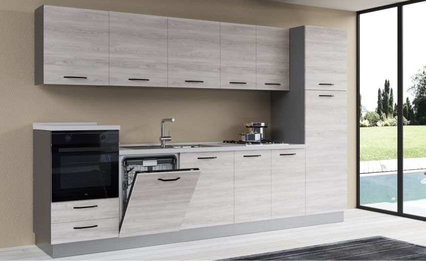 Gilda cucina 330 cm colore frassino ghiaccio -4 elettrodomestici Gilda cucina 330 cm colore frassino ghiaccio -4 elettrodomestici