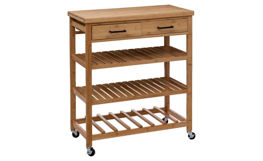 Linha carrello 4 ripiani con ruote in bamboo- -Legno naturale-Bamboo-90 cmx74 Linha carrello 4 ripiani con ruote in bamboo- -Legno naturale-Bamboo-90 cmx74