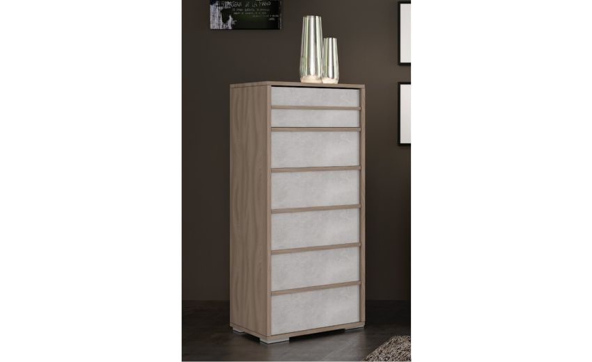 Lorena settimino 6 cassetti olmo e cemento-In pannello ecologico certificato-Cemento-Pannello ecologico-120 cmx51 cm Lorena settimino 6 cassetti olmo e cemento-In pannello ecologico certificato-Cemento-Pannello ecologico-120 cmx51 cm