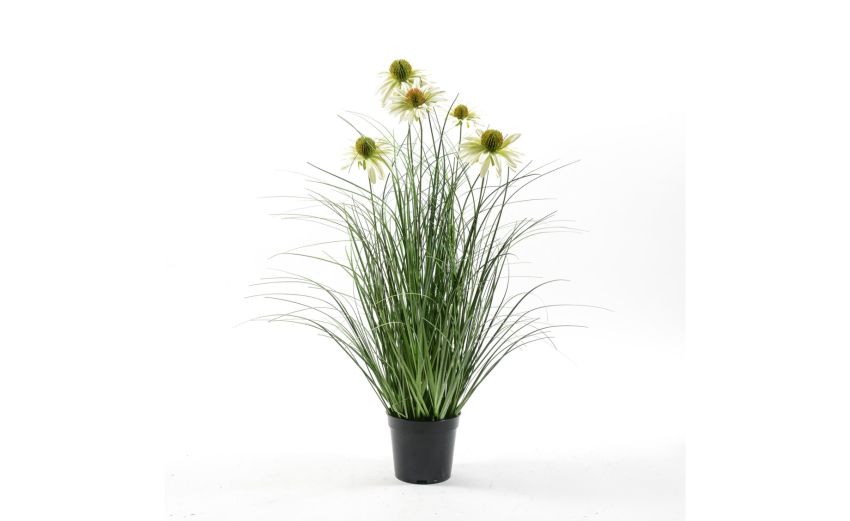 Pianta in vaso con fiori 60 cm--Verde-Plastica