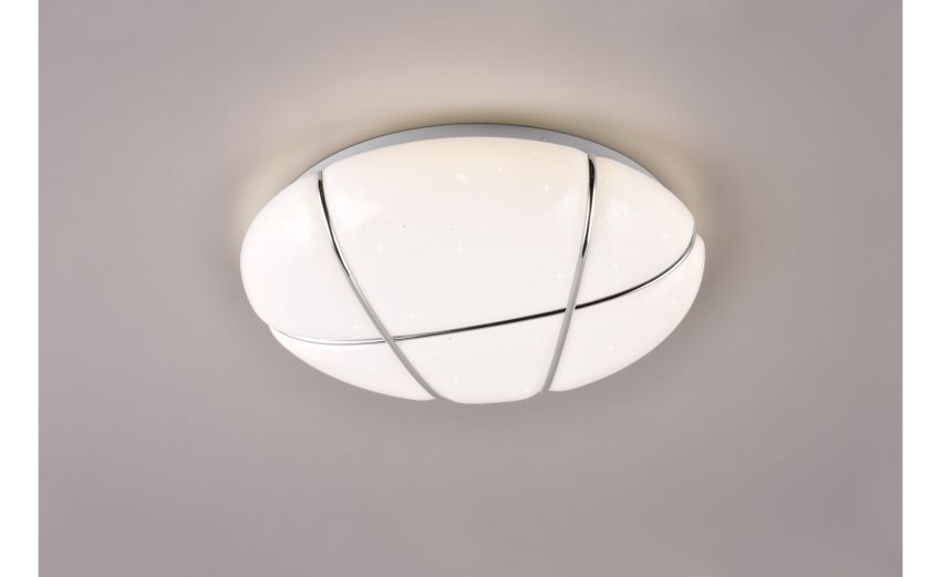 Tibor plafoniera LED effetto cielo Ø30 cm--Bianco-Metallo