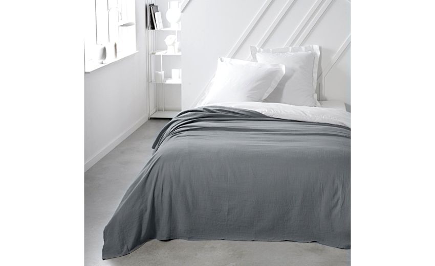 Organic Cotton copritutto grigio 180x260 cm- --100% Garza di Cotone-Singolo