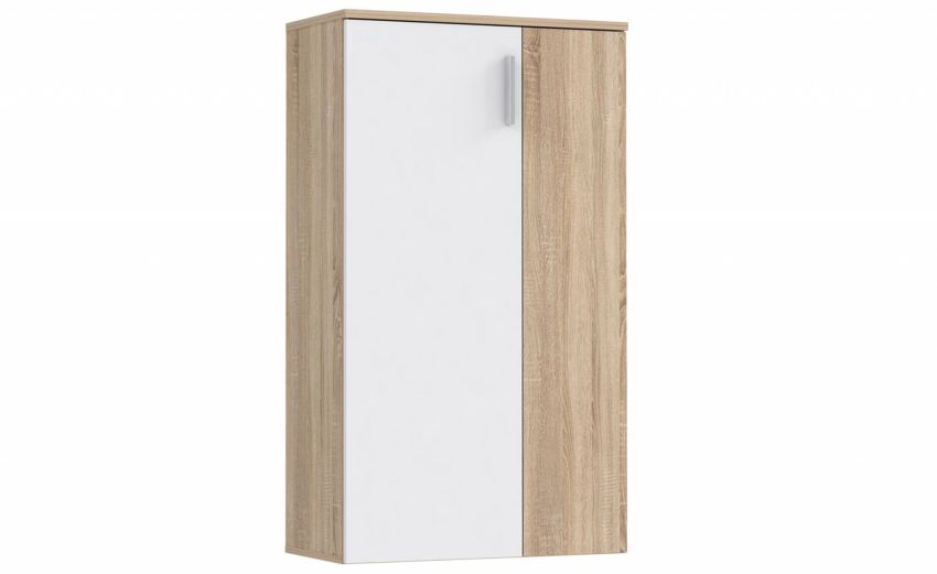 Blog scarpiera bianco e rovere chiaro 2 ante-Contiene fino a 18 paia di scarpe-Legno chiaro-Pannello-120
