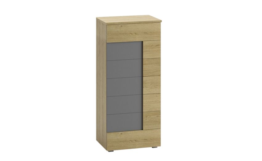 Ilenia settimino 7 cassetti rovere e piombo laccato-In pannello ecologico certificato-Legno scuro-Pannello ecologico-128 cmx55